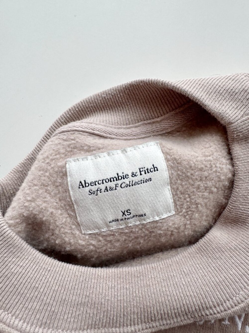 ABERCROMBIE & FITCH Taupe Cotton Fleece Embroidered Crew Sweatshirt, Size XS - Picture 13 of 14
